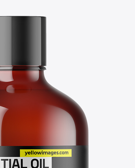 Dark Amber Glass Essential Oil Bottle Mockup