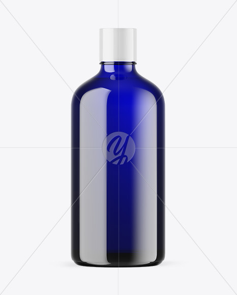 Blue Glass Essential Oil Bottle Mockup