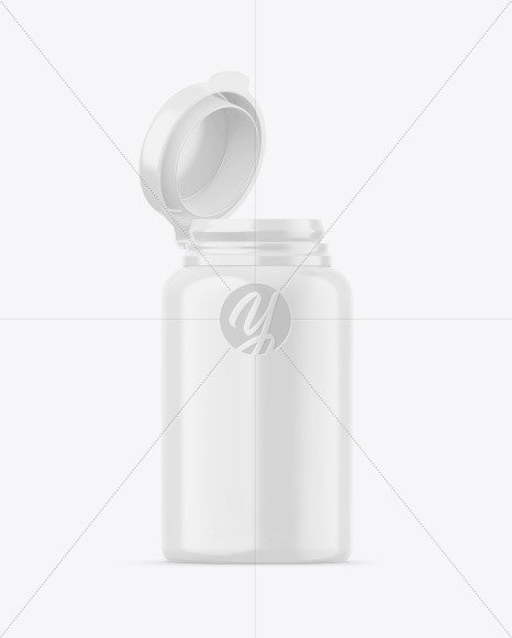 Glossy Pills Jar w/ Hinged Cap Mockup