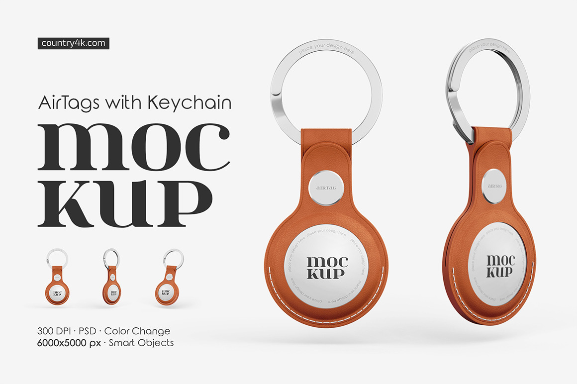 AirTags with Keychain Mockup Set