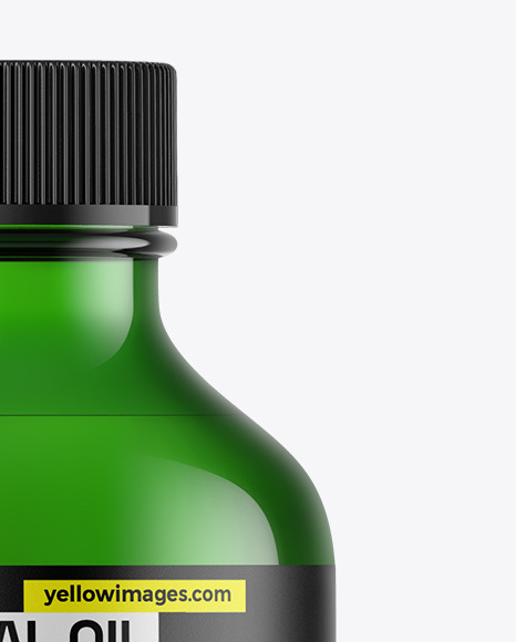 Green Glass Essential Oil Bottle Mockup