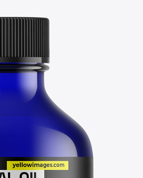 Blue Glass Essential Oil Bottle Mockup