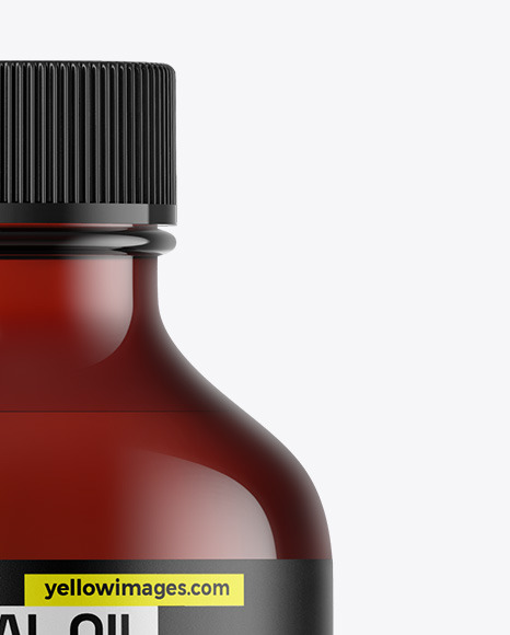 Dark Amber Glass Essential Oil Bottle Mockup