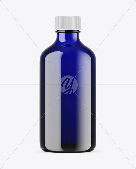 Blue Glass Essential Oil Bottle Mockup