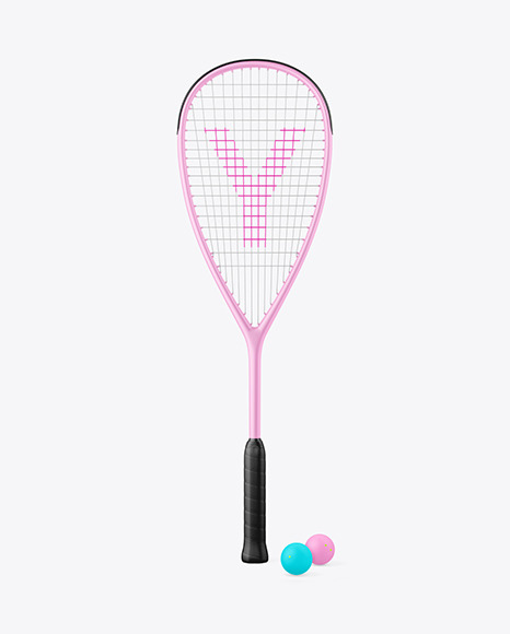 Matte Squash Racket & Balls Mockup