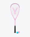 Matte Squash Racket & Balls Mockup