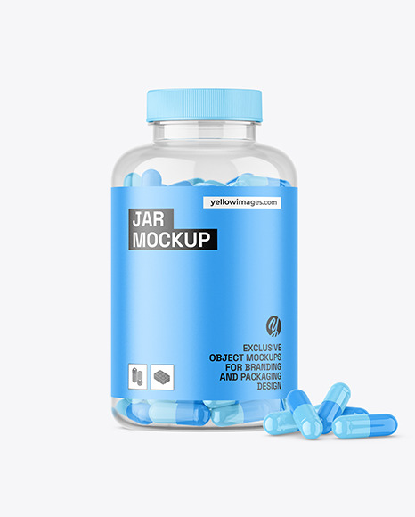 Clear Jar with Capsules Mockup