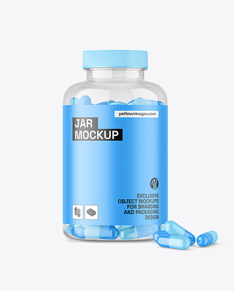 Clear Jar with Capsules Mockup