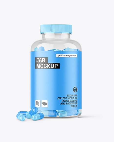 Clear Jar with Capsules Mockup Clear Jar with Capsules Mockup