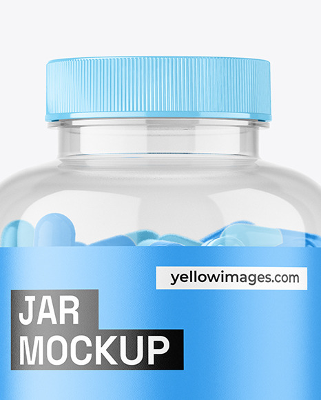 Clear Jar with Capsules Mockup Clear Jar with Capsules Mockup