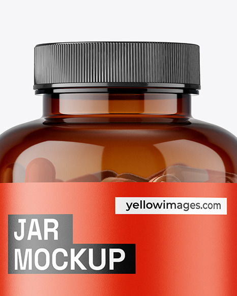 Amber Jar with Capsules Mockup
