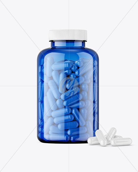 Blue Jar with Capsules Mockup