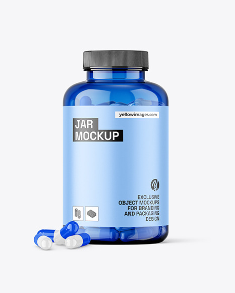 Blue Jar with Capsules Mockup