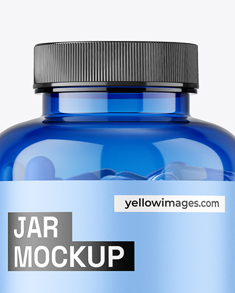 Blue Jar with Capsules Mockup