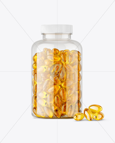 Clear Jar with Fish Oil Mockup