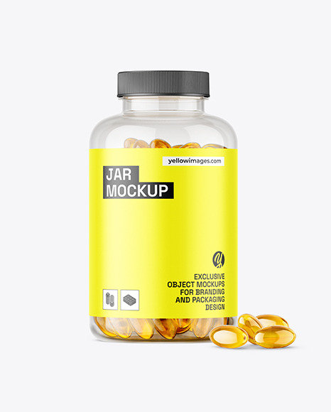 Clear Jar with Fish Oil Mockup