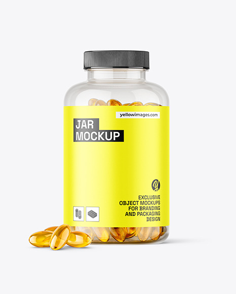 Clear Jar with Fish Oil Mockup