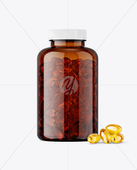 Amber Jar with Fish Oil Mockup