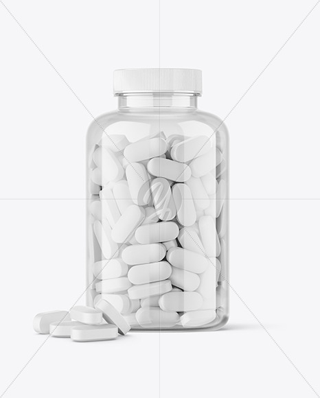 Clear Jar with Pills Mockup