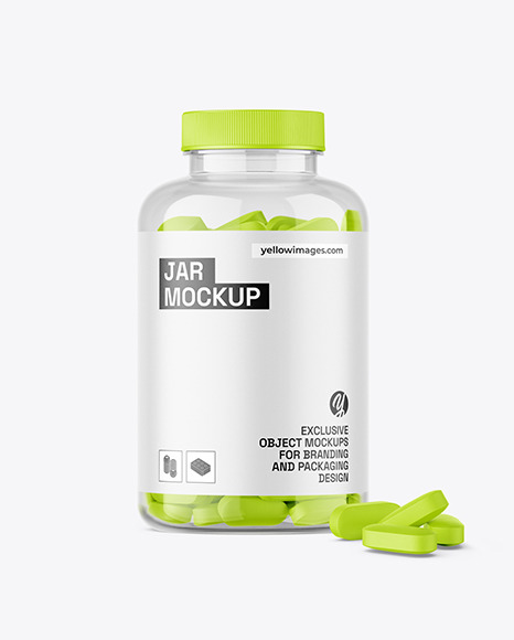 Clear Jar with Pills Mockup