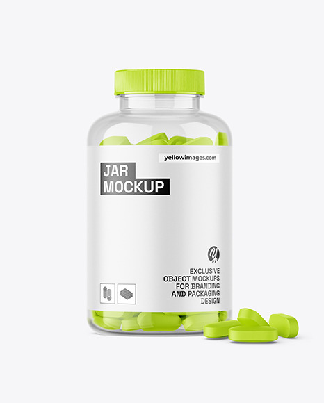 Clear Jar with Pills Mockup