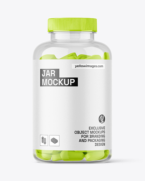 Clear Jar with Pills Mockup