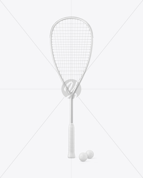 Matte Metallic Squash Racket & Balls Mockup