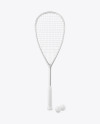 Glossy Metallic Squash Racket & Balls Mockup