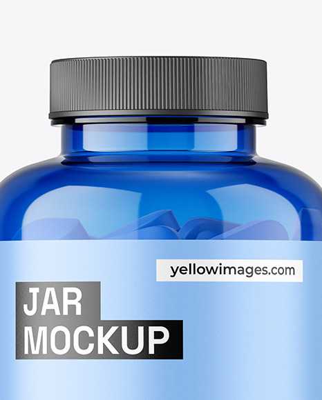 Blue Jar with Pills Mockup