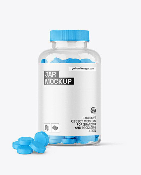 Clear Jar with Tablets Mockup - Jar+Packaging+Mockup