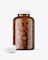 Amber Jar with Tablets Mockup