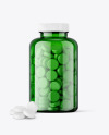 Green Jar with Tablets Mockup