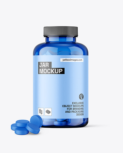 Blue Jar with Tablets Mockup - Jar mockup