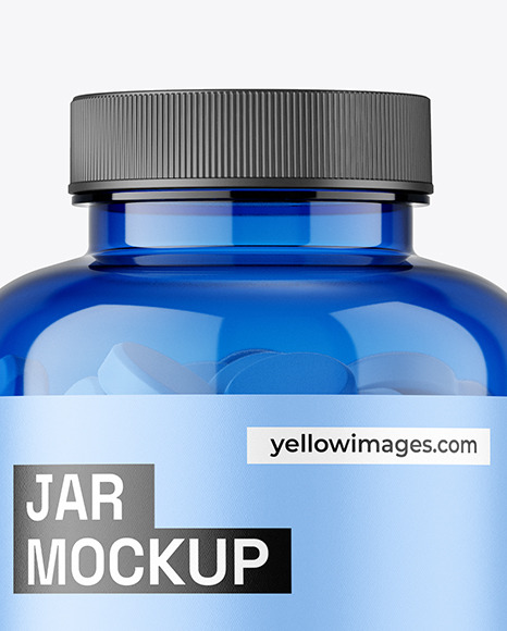 Blue Jar with Tablets Mockup