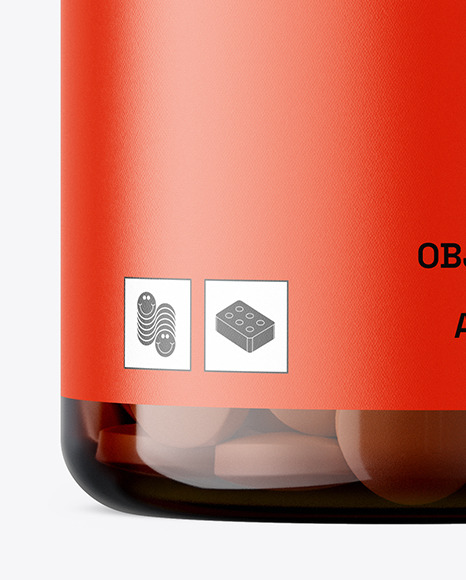 Amber Jar with Tablets Mockup