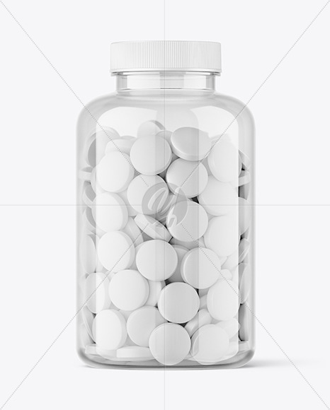 Clear Jar with Tablets Mockup