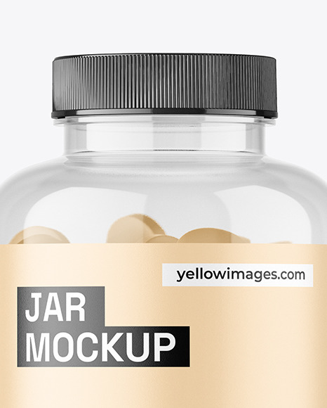 Clear Jar with Tablets Mockup