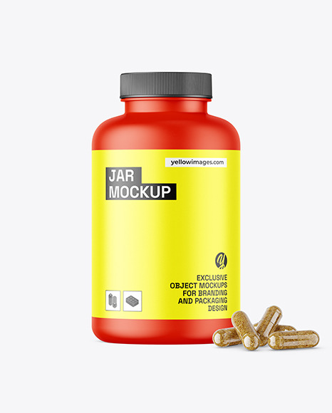 Matte Jar with Pills Mockup