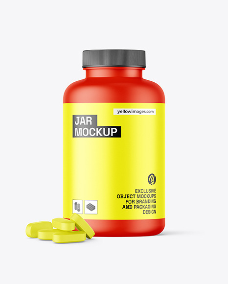 Matte Jar with Pills Mockup