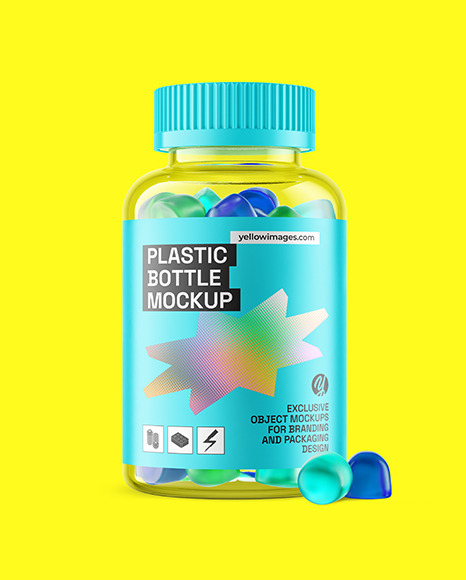 Plastic Bottle with Gummies Mockup