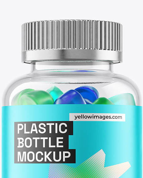 Plastic Bottle with Gummies Mockup