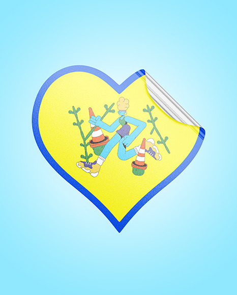 Texturated Heart Sticker Mockup