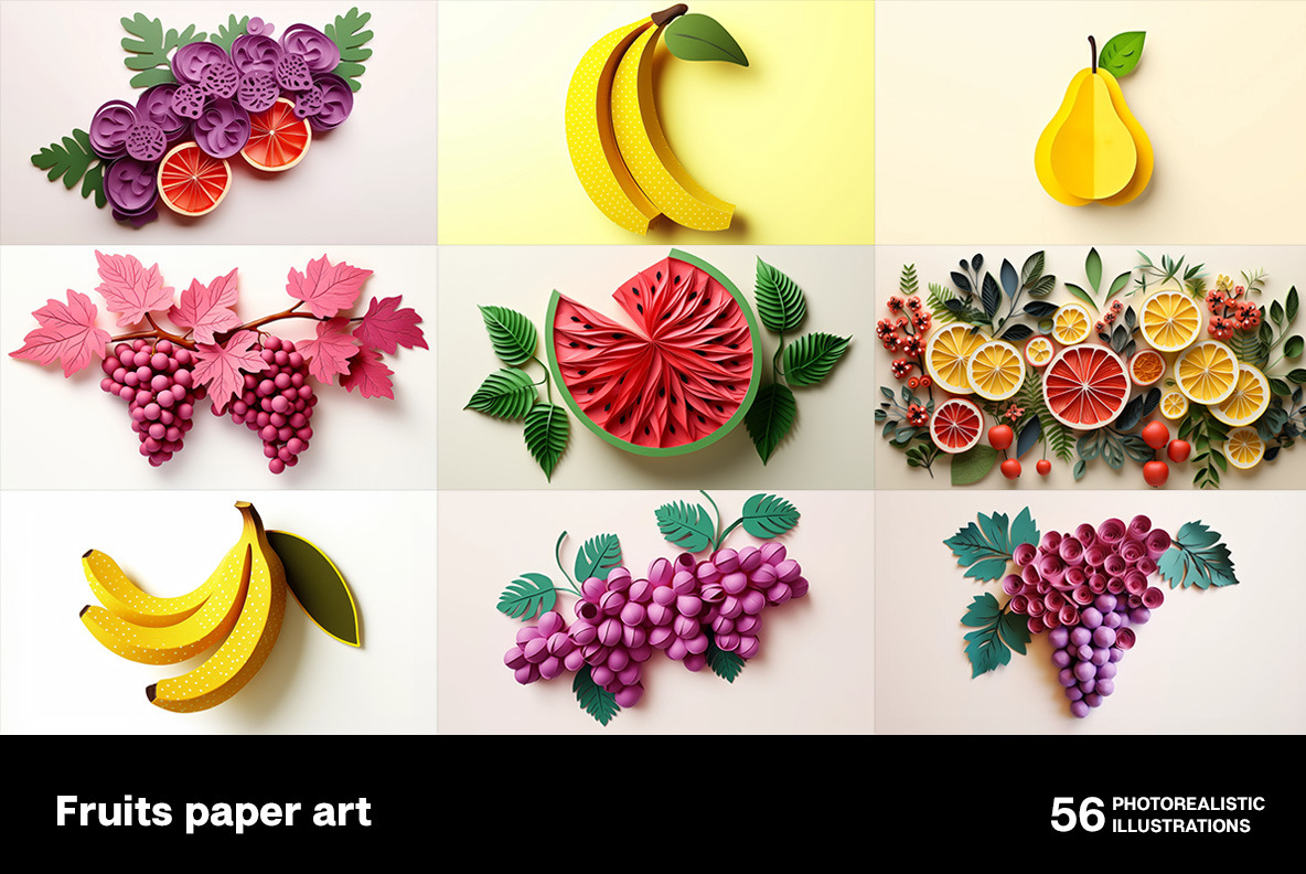 Fruits paper art Fruits paper art