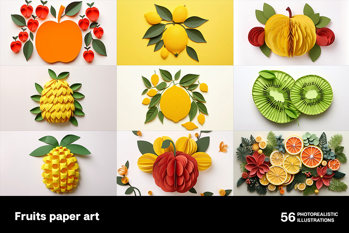 Fruits paper art Fruits paper art