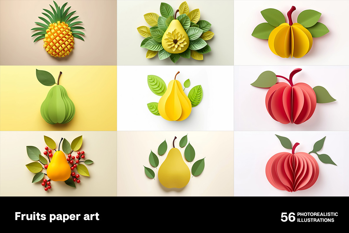 Fruits paper art Fruits paper art