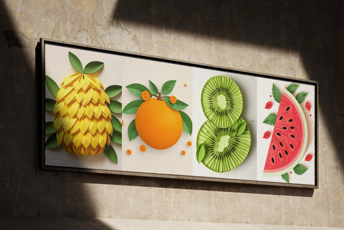 Fruits paper art Fruits paper art