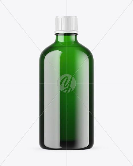 Green Glass Essential Oil Bottle Mockup