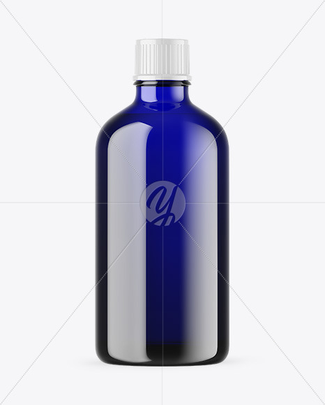 Blue Glass Essential Oil Bottle Mockup