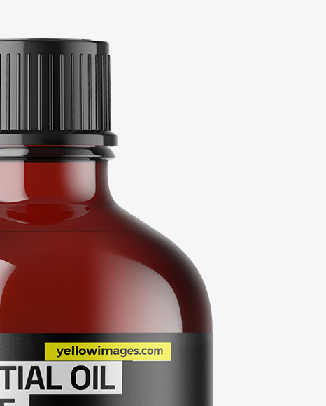 Dark Amber Glass Essential Oil Bottle Mockup