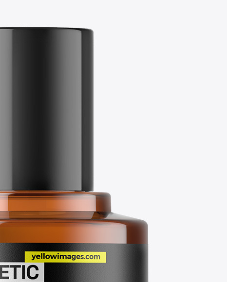 Amber Glass Cosmetic Bottle Mockup